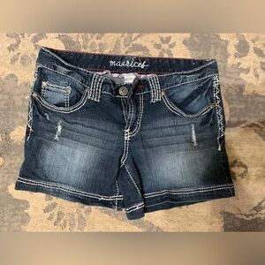 Maurices Distressed Dark Blue Jean Shorts